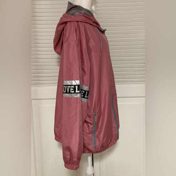 EUC Thrill 94 Pink+Black+Reflective Gray Lightweight Hooded WindbreakerJacket 3X - Picture 4 of 14